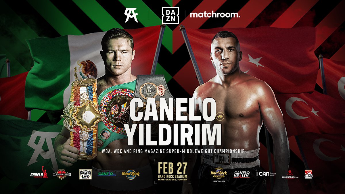 🇲🇽 Este próximo 27 de febrero en el <a href="/HardRockStadium/">Hard Rock Stadium</a> de Miami, FL📍estaré exponiendo todos mis títulos frente a Avni Yildrim 🥊 

🇺🇸 This upcoming Feb 27th at the <a href="/HardRockStadium/">Hard Rock Stadium</a> on Miami, FL📍 I'll be presenting all my titles against Avni Yildrim 🥊 #CaneloYildrim