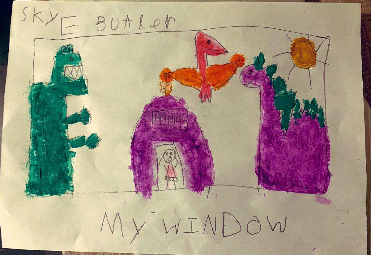 lisalosardo's tweet photo. @crossflattsart This is my window view. “I went back in time to the Jurassic period and this is what I saw!” Skye Butler, Year 3 🦖 https://t.co/c7zHlANCTi