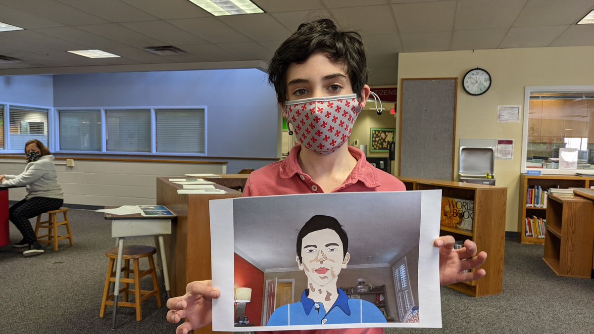 STCVA's tweet photo. Lower School Art Teacher Meg Foster has been helping our boys to combine creativity with tech and design skills to create digital self-portraits! https://t.co/btT33NYFvV