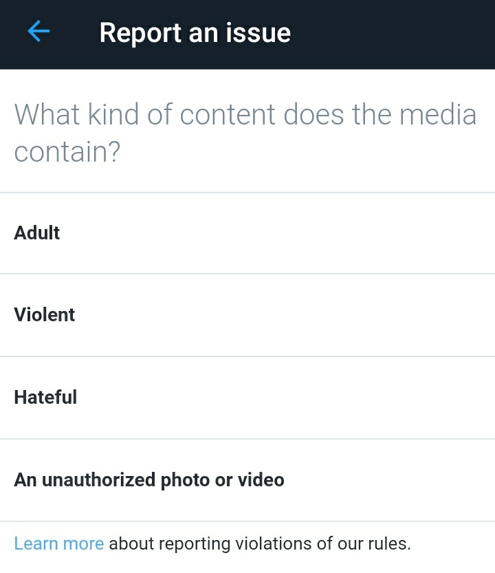 - Sensitive video or photo

- Adult content