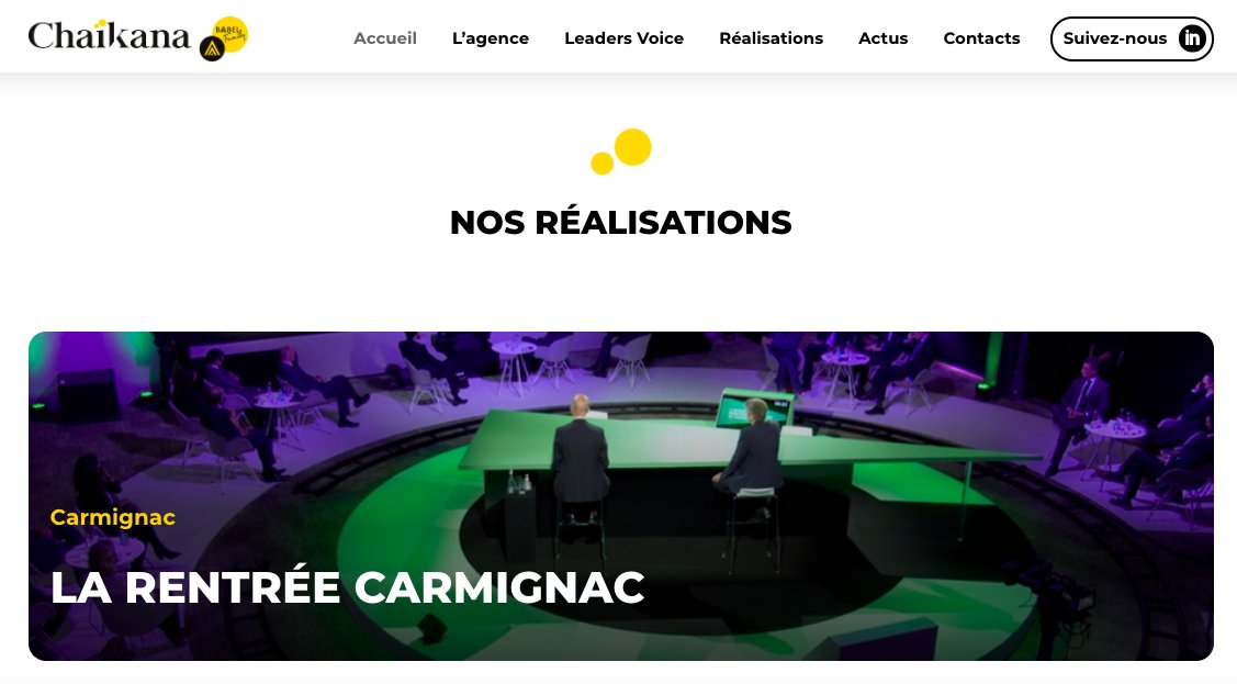 En 2021, Chaïkana fait peau neuve.
Découvrez notre nouveau site internet !
💡💡 >> chaikana.com