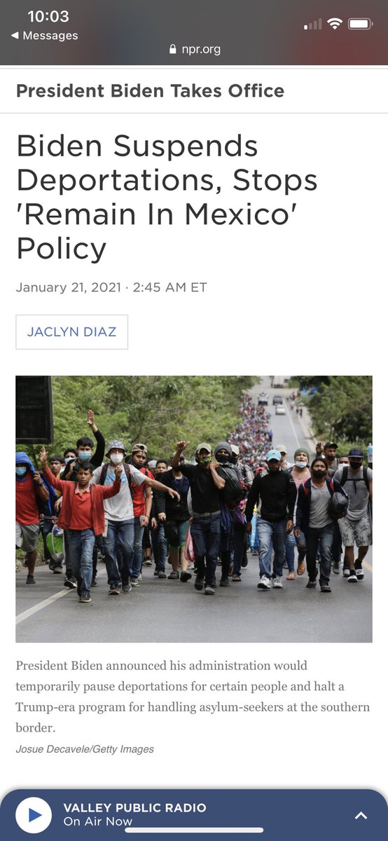 Take a look at this article about President Biden suspending deportations. 

npr.org/sections/presi…