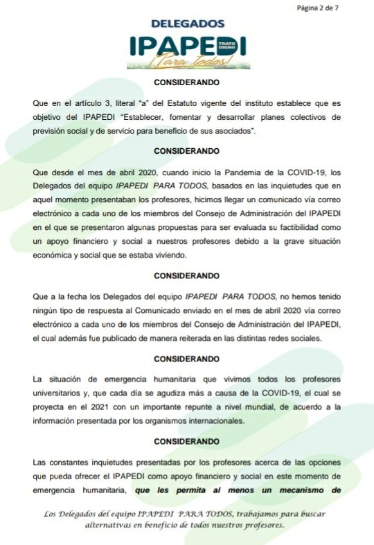 ipapedidetodos's tweet photo. Los Delegados del IPAPEDI de distintas Facultades y de los Jubilados de la UC, ha enviado el Comunicado N° 2 al Consejo de Administración, en virtud de que a la fecha no hemos tenido respuesta a la solicitud realizada para buscar opciones en conjunto en beneficio de los docentes. https://t.co/1CArqFI8MV