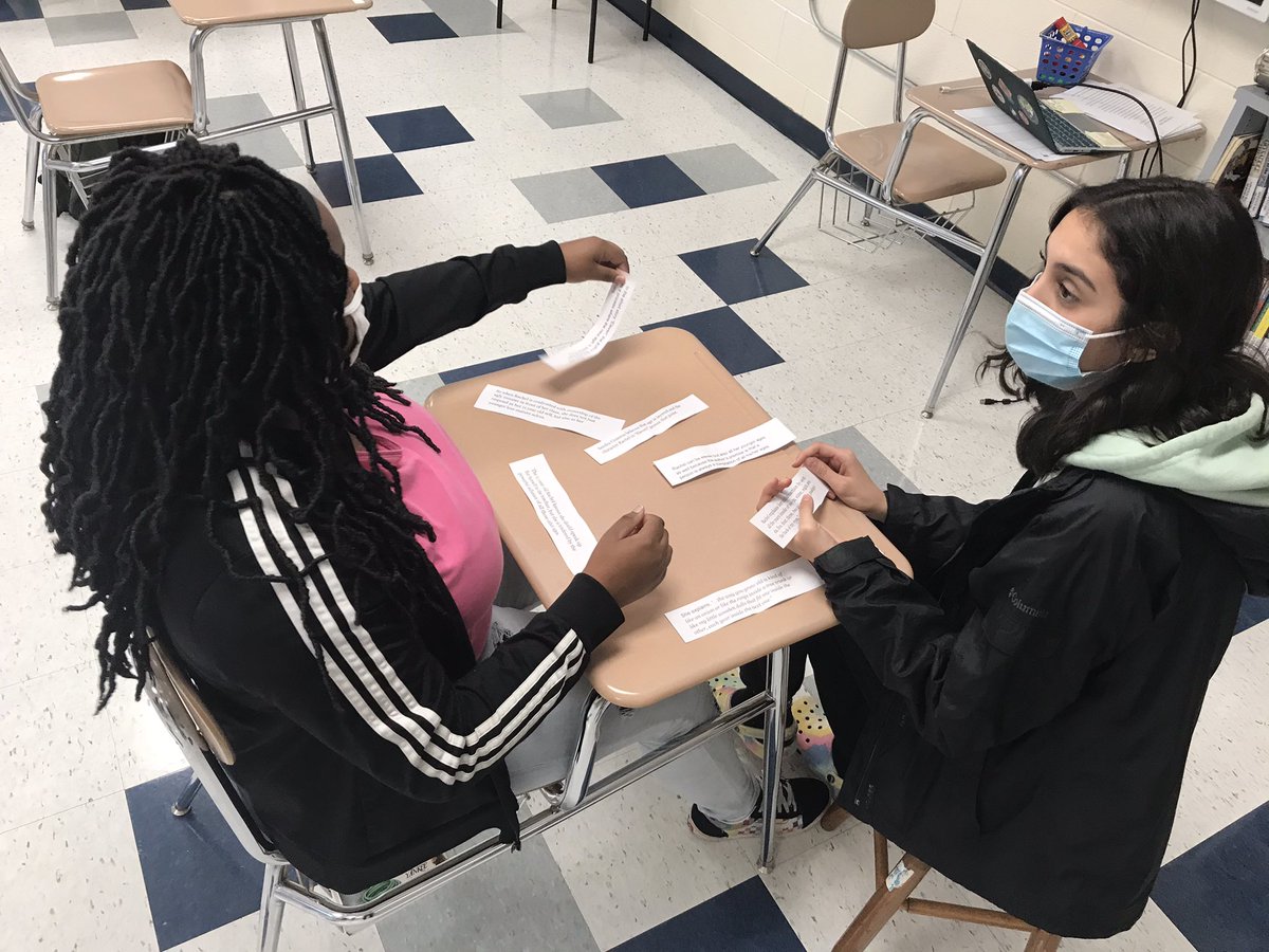 Eng II students in Malloy's class <a href="/StatesvilleHigh/">Statesville High</a> learn about the RACE strategy by doing a paragraph puzzle.