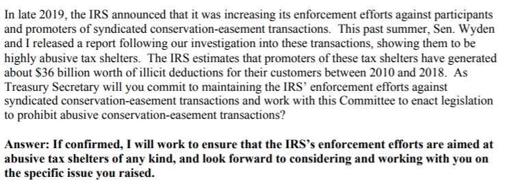 Yellen on conservation easements  #TaxTwitter