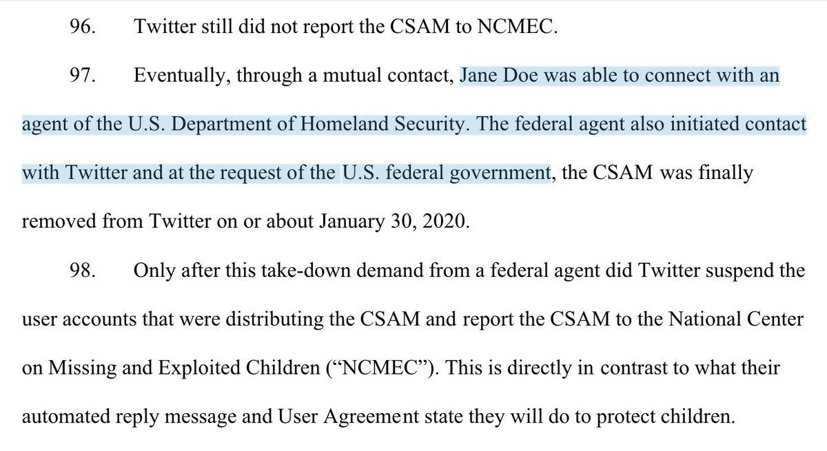 Cernovich's tweet photo. What makes this really bad:

- Child victim reported.

- Twitter asked him to verify his identification.

- Child victim did so.

- Twitter reviewed the material, and chose to leave it on platform.

- It took the Department of Homeland Security intervening for Twitter to act. https://t.co/NiJDbdT5kY