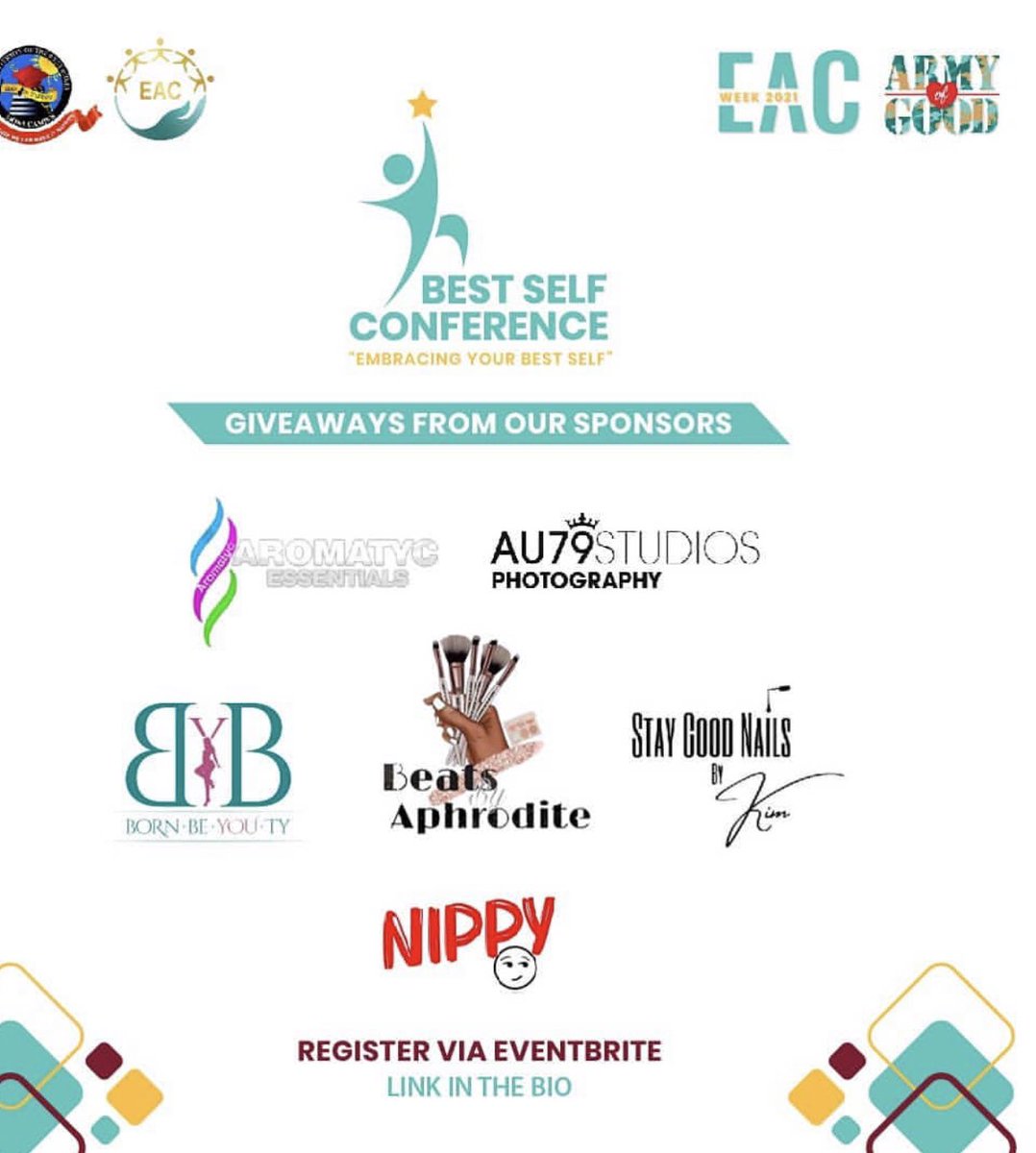 uwiguildeac's tweet photo. We're pleased to announce our sponsors for the UWI Mona Guild EAC Best Self Conference! Join us this evening at 6pm for a chance to win giveaways and learn about these amazing student-led businesses!
Register via link in bioโ๏ธ
#GuildEAC2020 #OneArmyNuffGood #EACweek2k21 https://t.co/0ucjFmnmD9