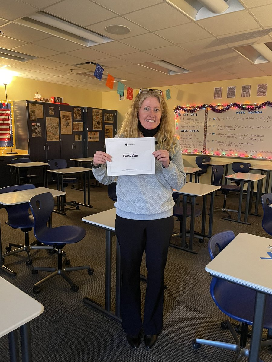I got my Apple Teacher certificate. Now to use some of these cool tools in the classroom. <a href="/loriannkatz/">Dr. Lori A. Katz</a> <a href="/MeganCThompson/">Megan Thompson, Ed.S</a>