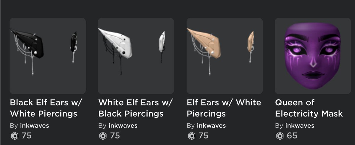 Inkwaves On Twitter Howdy Everyone Some Exciting Releases For This Week I Made These Cute Pierced Elf Ears And A Purple Mask To Add To The Series What Other Colors Should - ears roblox