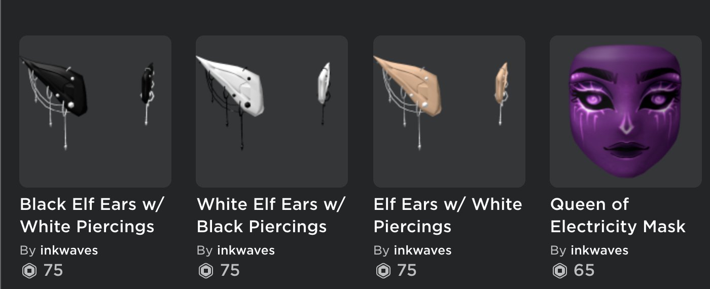 Inkwaves On Twitter Howdy Everyone Some Exciting Releases For This Week I Made These Cute Pierced Elf Ears And A Purple Mask To Add To The Series What Other Colors Should - roblox ears