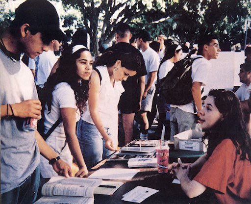 csulbposc's tweet photo. Enjoy this CSULB class registration #Throwback from 1995. Pictured is @LB_soar assisting incoming students with registering for classes. Do you remember your first Spring semester classes @CSULB? what classes did you take?📚#ThrowbackThursday #GoBeach https://t.co/pUzFaRB4TP