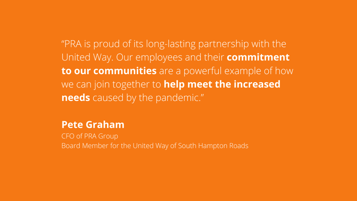 PRAGroupInc's tweet photo. Our global reach and local touch is the driver behind our commitment to help serve our communities with organizations such as the United Way of South Hampton Roads. Visit the PRA Newsroom at https://t.co/pCw5yUlVDb to read more about our contributions. #PRAGivesBack https://t.co/z383nXHMUD