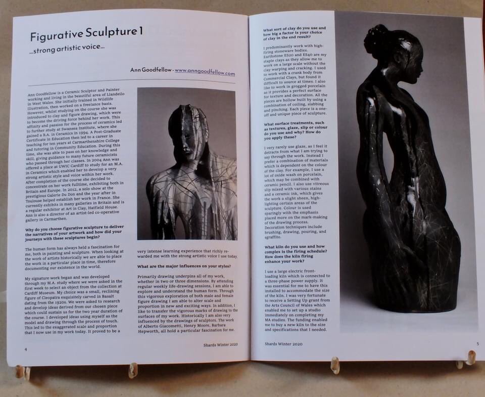 OpenTywi's tweet photo. Thrilled to see Tywi Valley Open Studios Sculptor,  Ann Goodfellow, featured on the cover of @swpotters quarterly magazine with a full article about her work inside. https://t.co/Z7CEY9EE2I