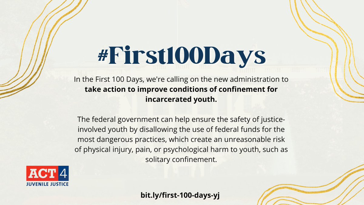 To protect our youth, we need to address the recent and well-documented abuses in juvenile & adult facilities nationwide. @Transition46, in the #First100Days, the federal government must help ensure the safety of justice-involved youth: bit.ly/first-100-days… 
#GirlsinJJ