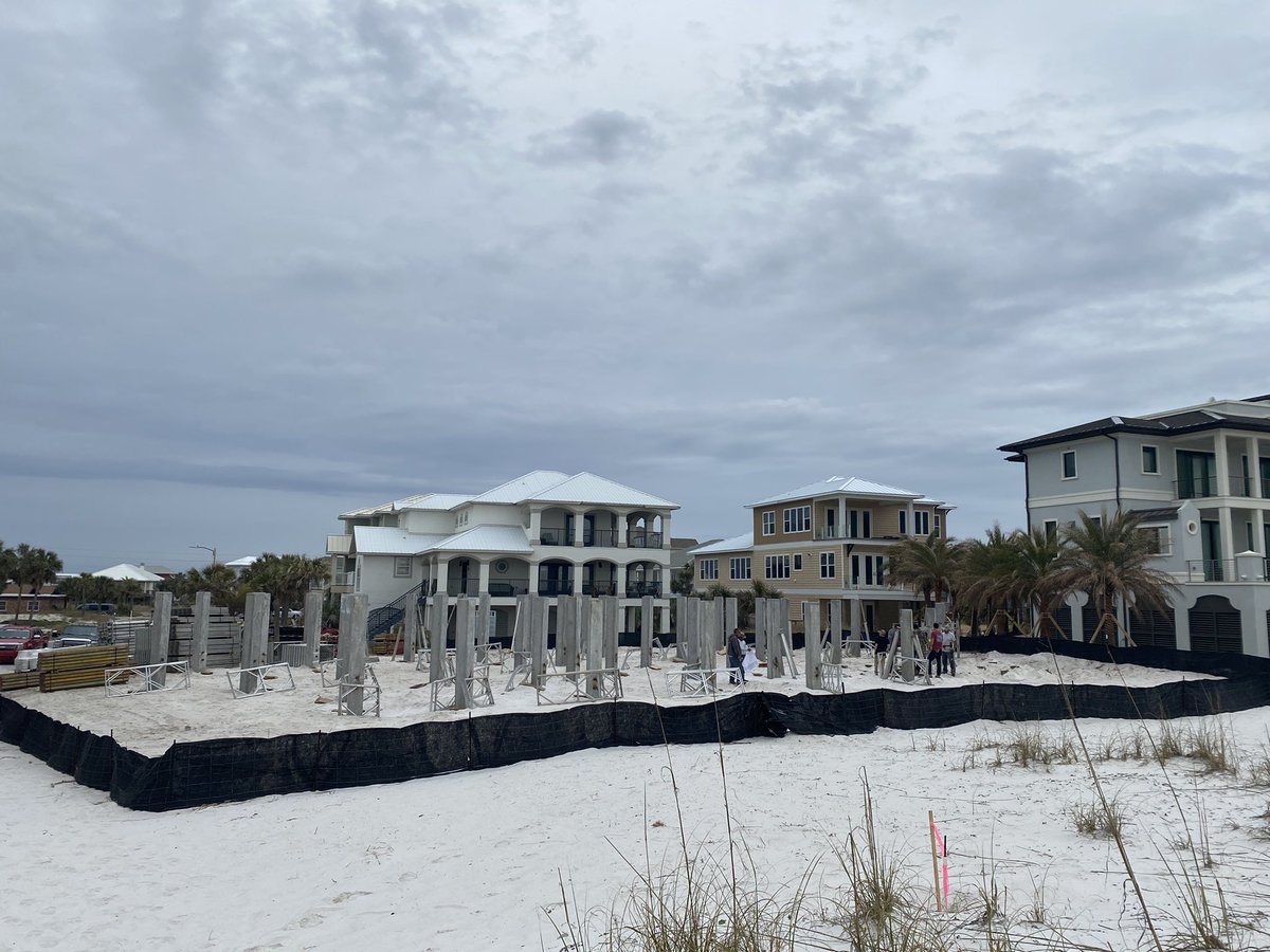 Day one on Pensacola Beach.  Starting the shoring for the elevated deck. About 4,500 sq ft, 10’ above grade. #LiteDeck. #StickBuiltisForSissies. #pensacolabeach #GulfFront