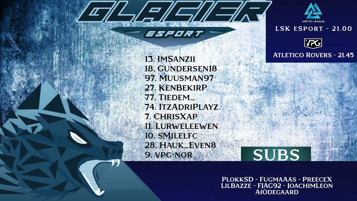 Todays goal: Keep up the winning streak from tuesday! 
Lineup for today!

<a href="/ARCTICACL/">Arctic League</a> 
<a href="/OfficialVPG/">Virtual Pro Gaming</a>