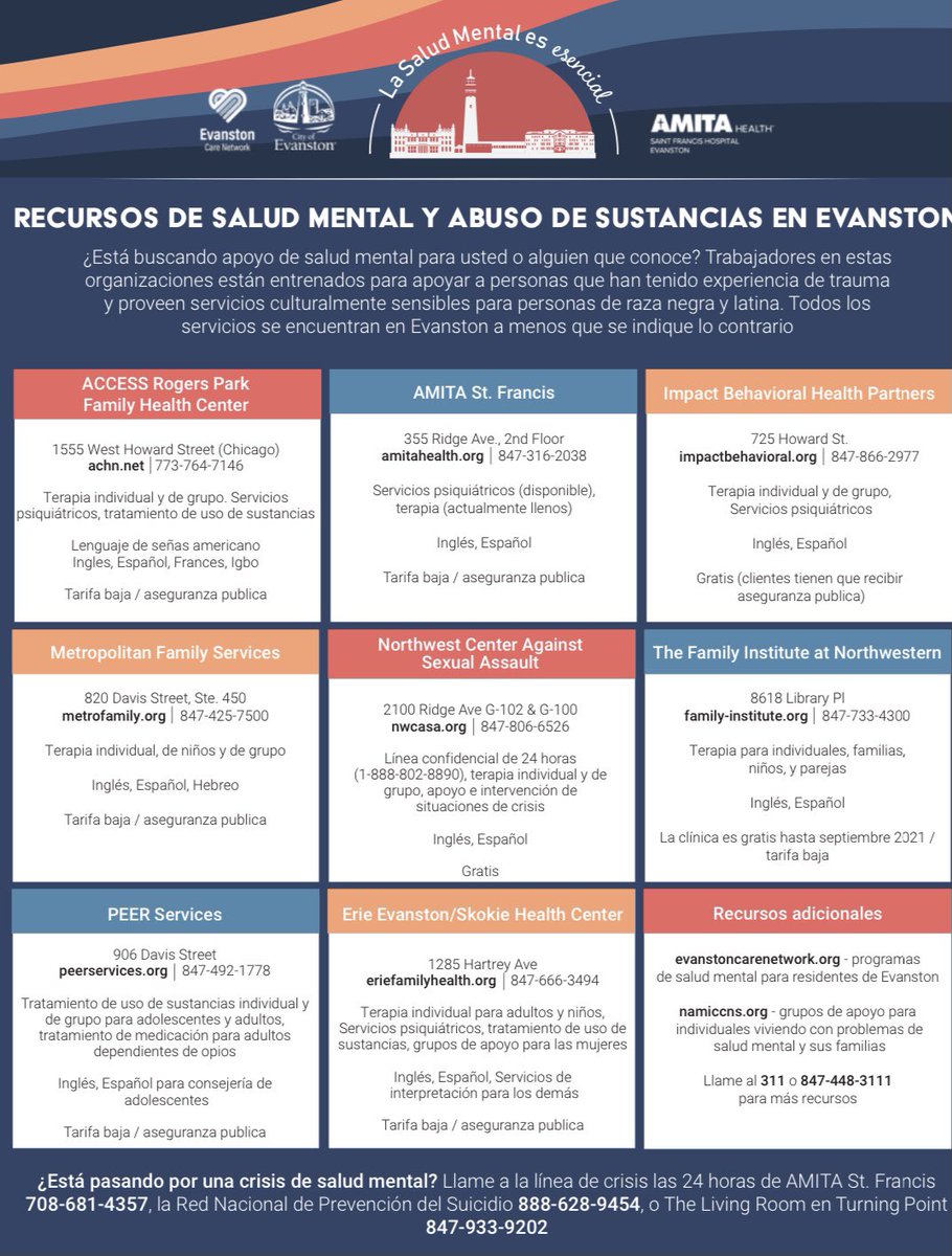 ETHS_SAP's tweet photo. Mental Health &amp; Substance Use Resources in the @CityofEvanston https://t.co/iDk2NpHaYN