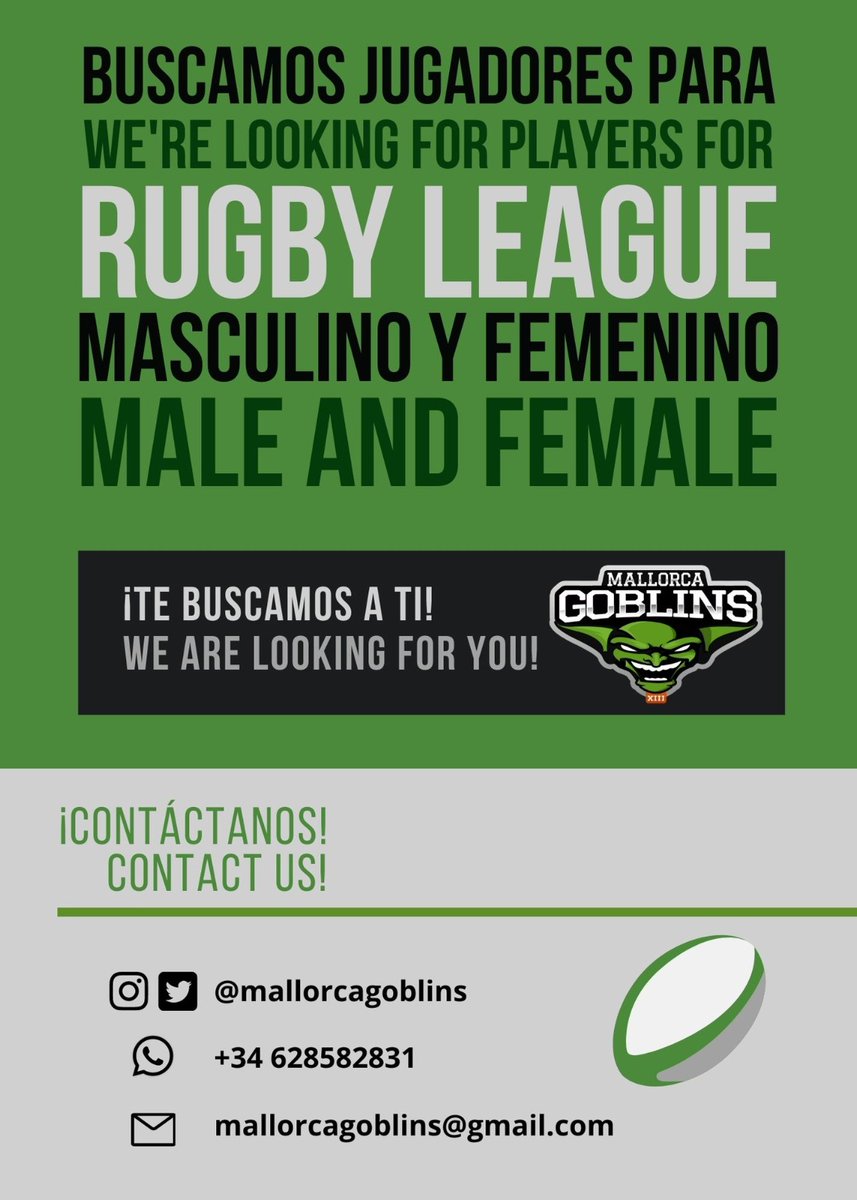 ¡Te buscamos a ti! 💪🏽
We are looking for you! 🏉