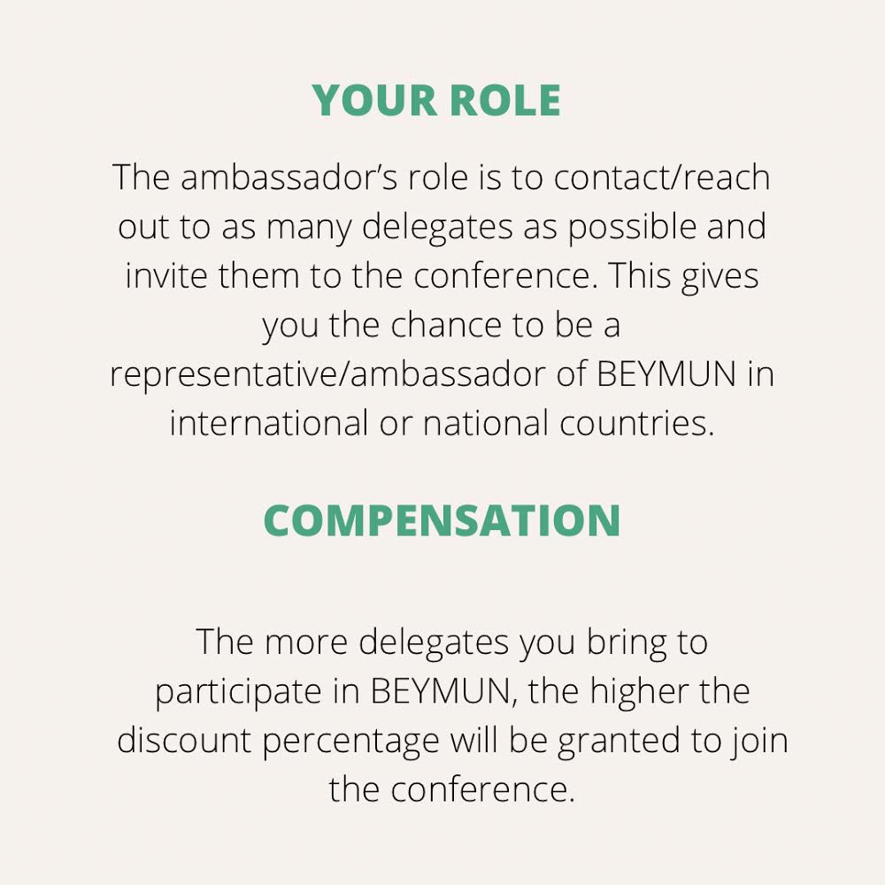 beymun2021's tweet photo. Sign up as Campus Ambassador now at the link in our bio to help spread the word about BEYMUN’21 💚 https://t.co/ChvWSrlO0p