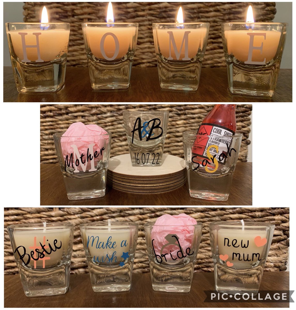 HMakes2's tweet image. Here we go... first product launching are these adorable personalised shot glass candles! These can be made for all occasions, either with or without the candle filling. Only £2 each! £3 with candle ☺️ Message for orders 💕