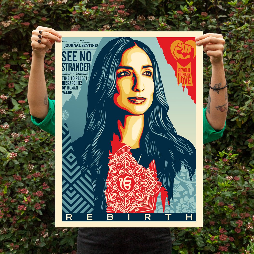 I’m excited to share this new portrait and print I created of Sikh activist, filmmaker, and civil rights lawyer, @ValarieKaur of @revloveproject for @ThePeoplesInaug! More here: obeygiant.com/valarie-kaur-f…