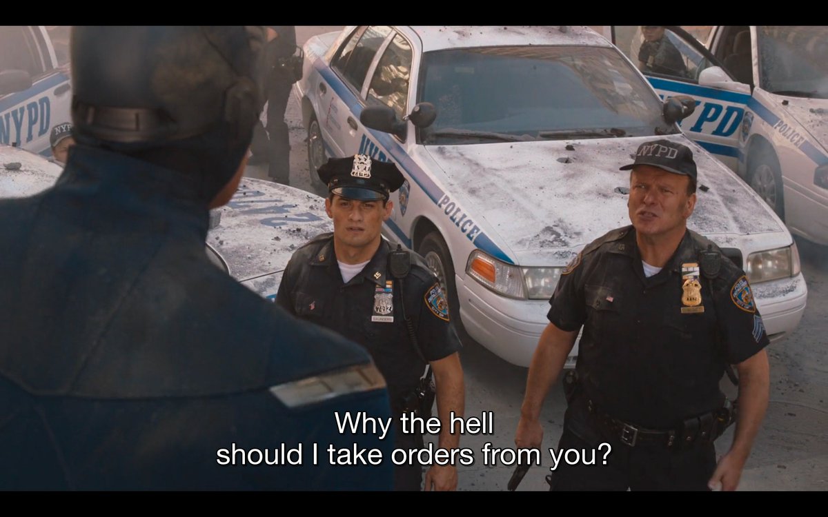 This is a very telling scene in illuminating how power and authority are presented in the MCU. Captain America gives orders to a bunch of NYC cops. They don’t recognize his authority because officially he doesn’t have any...