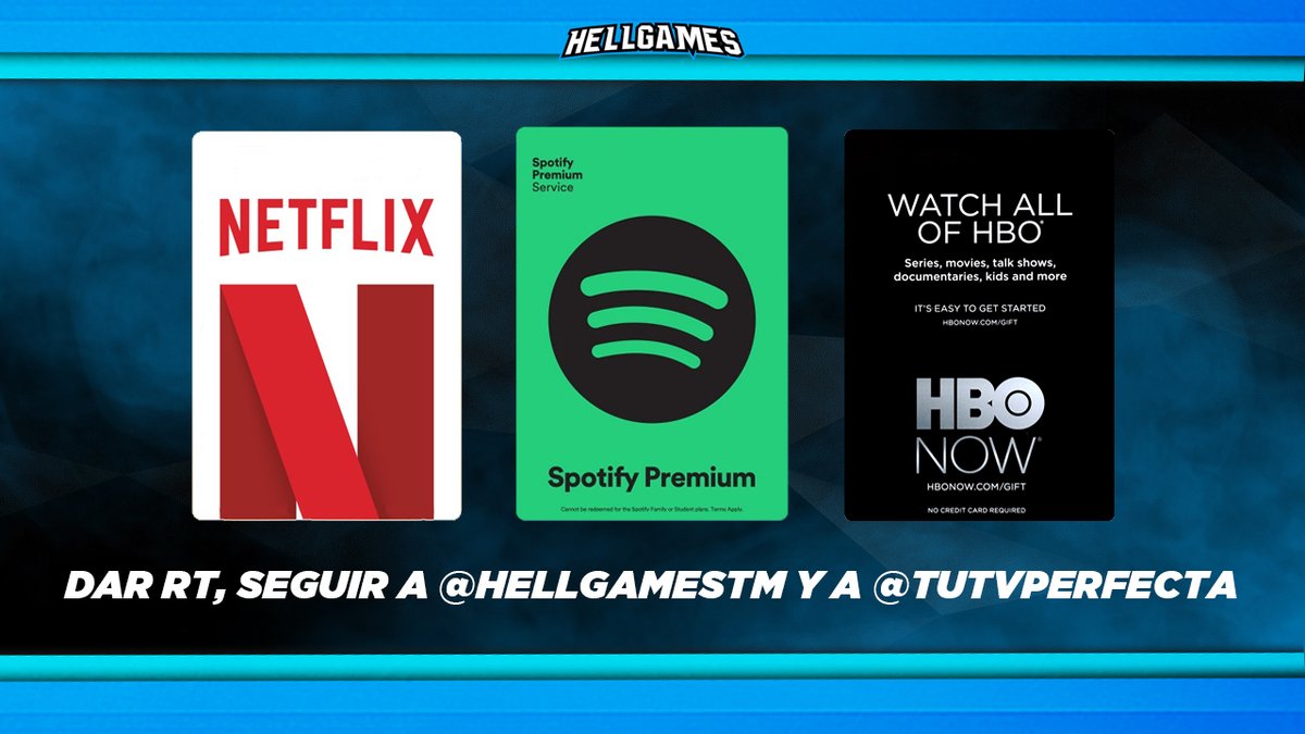 HellGames_es's tweet photo. 🔥 ¡#SORTEO DE NETFLIX, SPOTIFY Y HBO! 🎁🔥

EL GANADOR ELIGE EL PREMIO 🏆

REQUISITOS PARA PARTICIPAR:
• Dar RT 🔁
• Seguir a @HellGamesTM 
• Seguir a @TuTVPerfecta 

Finaliza el 30/01 ⌛️

¡SUERTE! 🍀 https://t.co/aFnk5Qf7zu