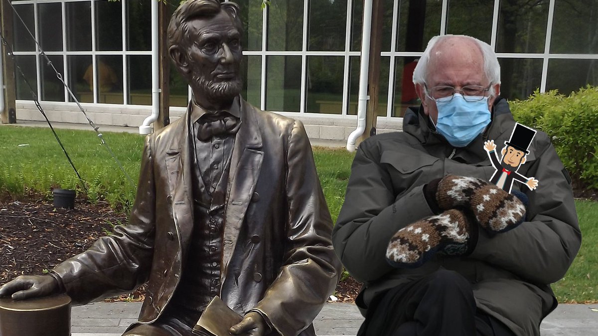 BOOMCreativePgh's tweet photo. It had to be done. BOOM senior designer and creator of L’il Lincoln™, @tarataylor914 , was feelin’ the Bern and brought him to our home away from home, Gettysburg, PA. 
OF COURSE Bernie’s getting his L’il Lincoln from @GettysburgNews on.
#Berniememes https://t.co/iKssigaWBm