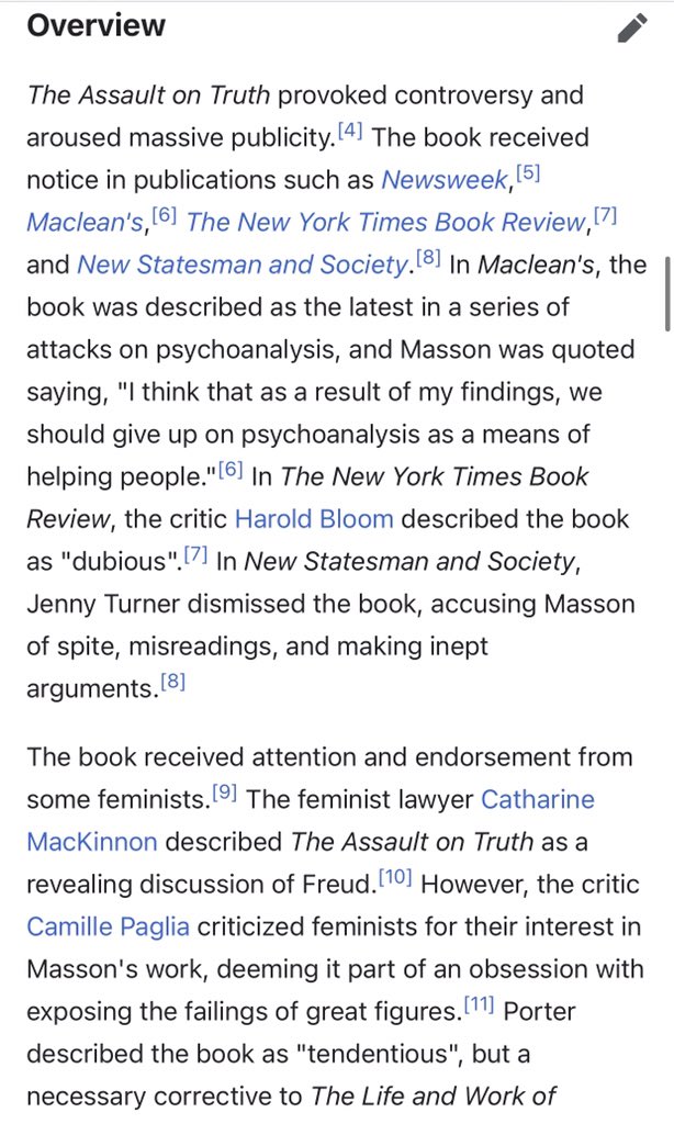 became a best seller & did a lot of damage. Masson was eventually, and rightfully, exposed as a liar and stripped of his license. He now writes the more unhinged variety of animal rights articles for the HuffPo.  https://en.m.wikipedia.org/wiki/The_Assault_on_Truth