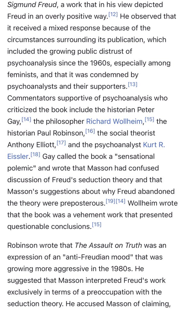 became a best seller & did a lot of damage. Masson was eventually, and rightfully, exposed as a liar and stripped of his license. He now writes the more unhinged variety of animal rights articles for the HuffPo.  https://en.m.wikipedia.org/wiki/The_Assault_on_Truth