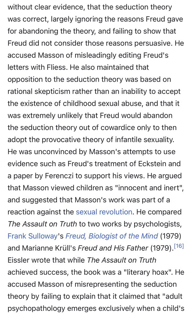 became a best seller & did a lot of damage. Masson was eventually, and rightfully, exposed as a liar and stripped of his license. He now writes the more unhinged variety of animal rights articles for the HuffPo.  https://en.m.wikipedia.org/wiki/The_Assault_on_Truth