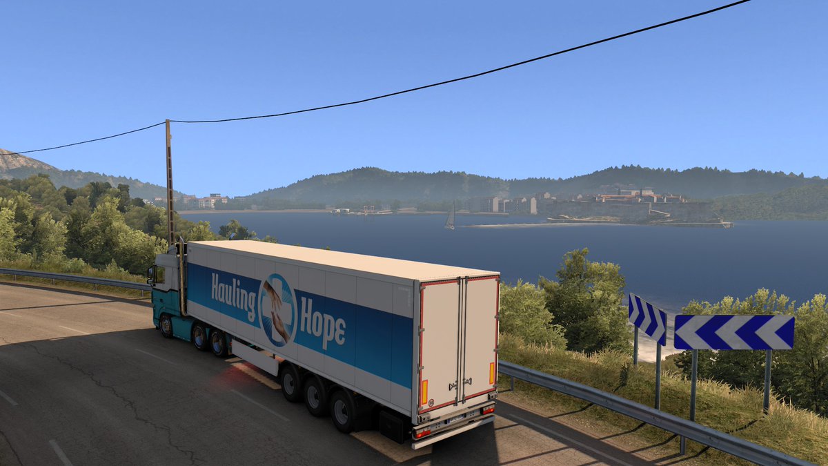 GhastlyMagic's tweet photo. Delivered the Vaccines from l'ile rousse france to Cagliari Italy safely, and the view were spectacular, but driving on those narrow roads in Corsica with that sensitive load was absolutely terrifying.  @SCSsoftware #ets2 #bestcommunityever #HaulingHope https://t.co/nYNAe0I8rP