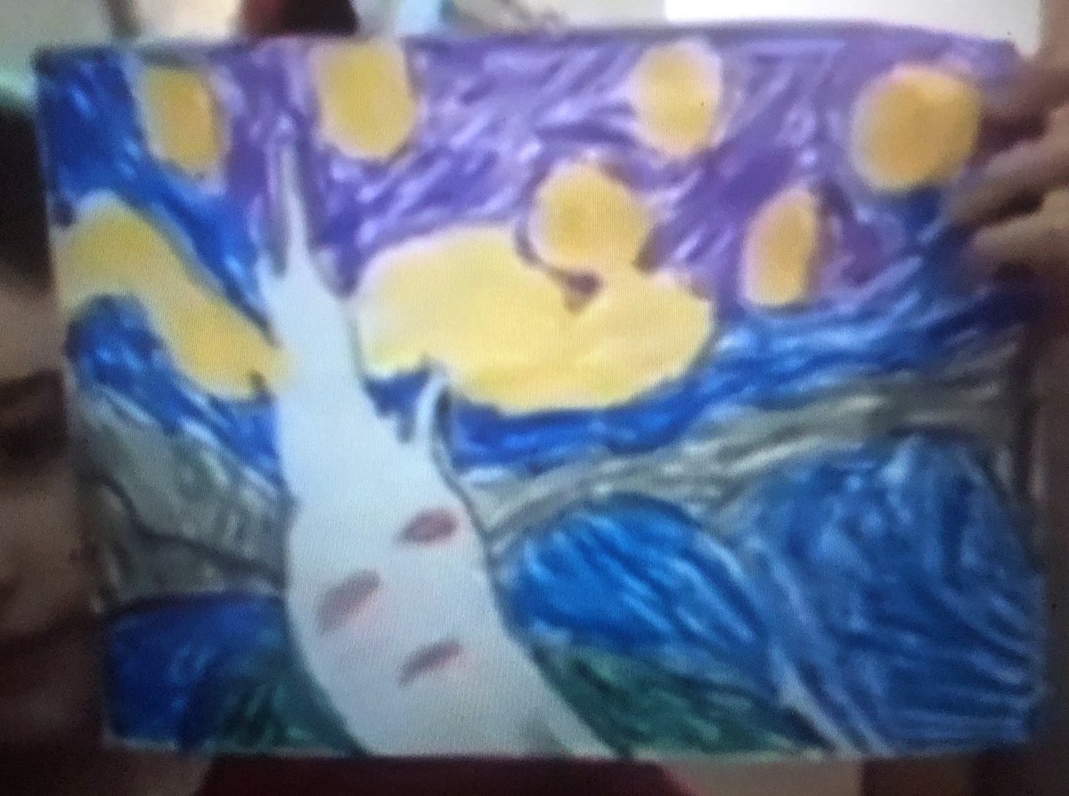MsZaner's tweet photo. Using the book “The Starry Night” by Neil Waldman as inspiration, our artists are doing a wonderful job of recreating Vincent van Gogh’s Starry Night through their own eyes! @ElementaryMcbee @McBeeLibrary #LibrARTy @AISDArts https://t.co/zhCHrf8OR8