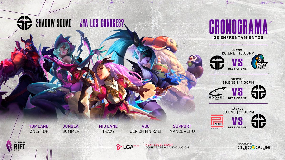 La #VeLeague los vio ser campeones, participantes de torneos en <a href="/LorGVEeSports/">Lorena Gaming 🇻🇪</a>, subcampeones en el clasificatorio al torneo nacional de invocadores de #LoLVenezuela.

<a href="/ShadowSquadLoL/">Shadow Squad</a> está listo para la #SRS, ¿y ustedes?

Patrocina: <a href="/cryptobuyer/">Cryptobuyer</a>

#LeagueOfLegends #LoL #Venezuela