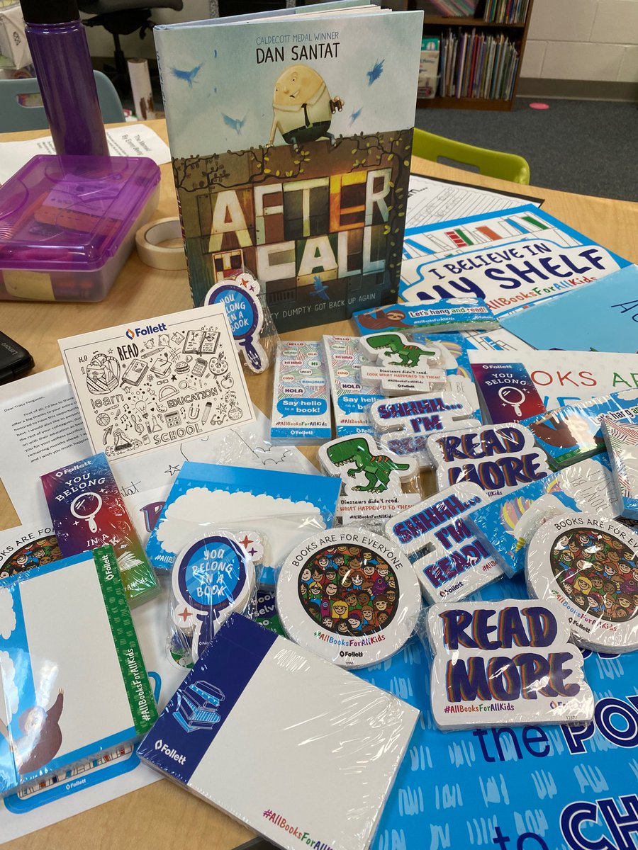 TracyFergusonVM's tweet photo. 🎉 ThAnK YoU!! @follettclass &amp; @FollettLearning for the incredible #StudentSwag 📦 and @dsantat 📚After The Fall book! It is our favorite! Our class is so fortunate to be a part of your #WriteToConnectProgram! It brings authors, teachers, &amp; students together! ❤️🎉 https://t.co/9V2EJTEMo7
