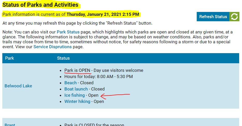 grandriverca's tweet photo. Great news for the ice fishers! 🎣 
Belwood Lake is now OPEN for ice fishing, and Shade's Mills opens tomorrow. Check the availability of various activities (ice fishing, Xcountry skiing, park hours...) on a new Park &amp; Activity Status page. Bookmark it!
https://t.co/chNtdbUtEp https://t.co/8WdkKeg0aB