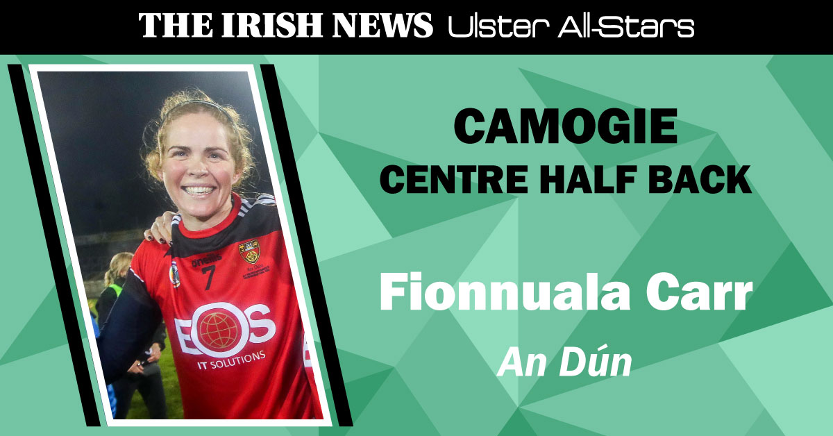 irishnewssport's tweet photo. The Irish News Ulster All-Star Camogie Half-Back Line Is: 

Niamh Donnelly, Antrim, Fionnuala Carr, Down &amp; Karen McMullen, Down

Well Done Ladies! 🏆
#INAllStars
@ClonduffGAC @carrfi06 @CastlewellanGAC
@karenmcm83 @McQuillanGAC @NiamhADonnelly1

Watch NOW: https://t.co/zK4DEZ9S7N https://t.co/QV9l1NDFBa