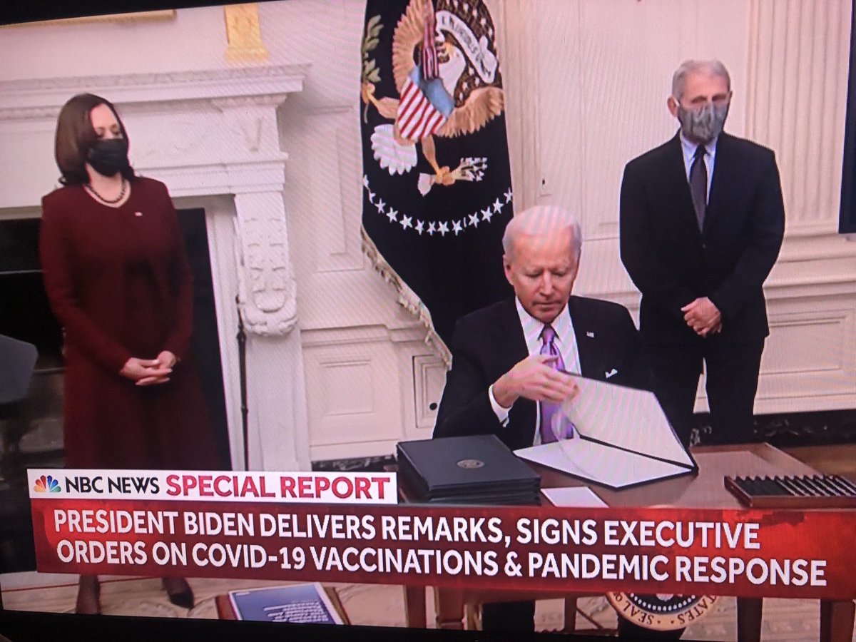 s_bridgid's tweet photo. #ExecutiveOrders Protect Workers, Vaccine/supply, Care/Treatment, and many more. Thank goodness progress begins for #covid19 &amp; multiple additional problems from the previous person in the office whom was clueless &amp; unable to perform the duties of a prez. https://t.co/RyJhdQjc3d
