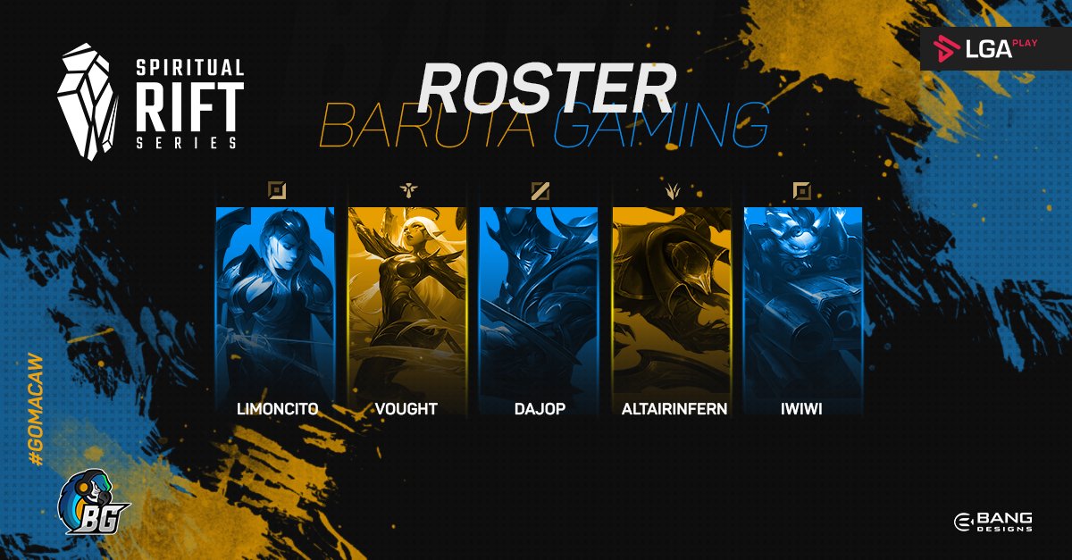 Presentamos nuestros jugadores que estarán participando en la Spiritual Rift Series de <a href="/LGAplay/">LGAPlay - Esports Venezuela 🇻🇪</a> , esperamos contar con todo su apoyo. 

Somos Baruta, somos Caracas, somos V E N E Z U E L A! ! !
 
#GoMacaw #srs #spiritualriftseries #lol #LeagueOfLegends