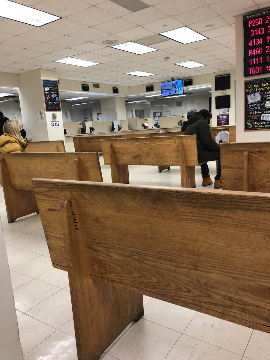 Damn the NY DMV is ugly. Why does it look like the inside of a box of Rice Chex? What I couldn’t do with $5000 and my big gay hands. #dmv #nyc