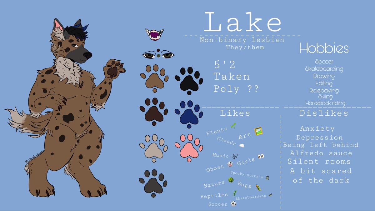 nogcndcr's tweet photo. My friends are like :
Tell me about your furry oc’s ! 

Me : aight . 

Pirate is an oc of my dead cat— 
Lake’s just me . . 
And tox a pshyco. https://t.co/rMGpvjmWy6