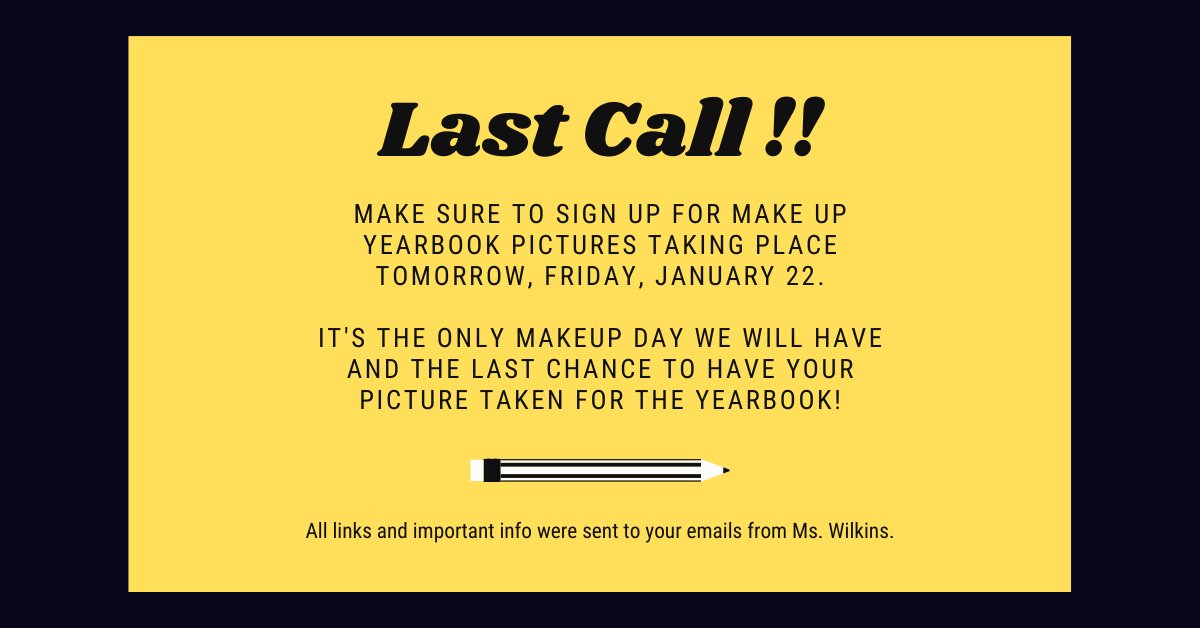 MsWilkins103's tweet photo. Last chance to sign up for pictures! Don't wait until tomorrow, sign up now!! :)  @blythewood_sbo  @BlythewoodHigh https://t.co/UZ0zwxbv53