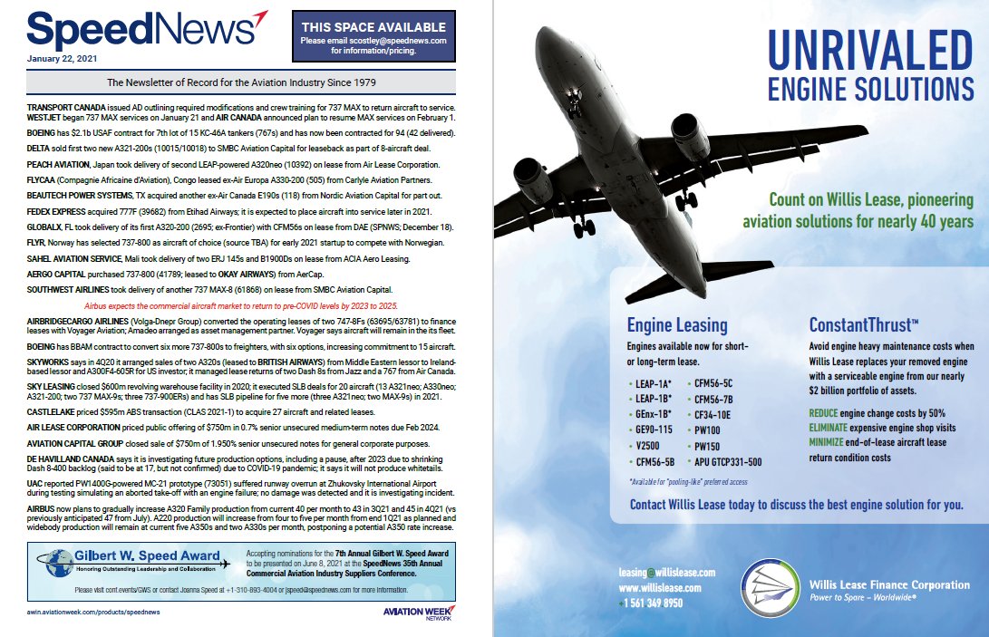 WillisLease's tweet photo. Check us out in this week’s @SpeedNews Weekly issue and let us find the best #engine solution for you! READ MORE at https://t.co/tXlJDZlIwK. #engines #asset #aviation #airlines #forecasting #EngineMaintenance #ConstantThrust #EngineLeasing #SpareEngine https://t.co/PdqioOKJkj