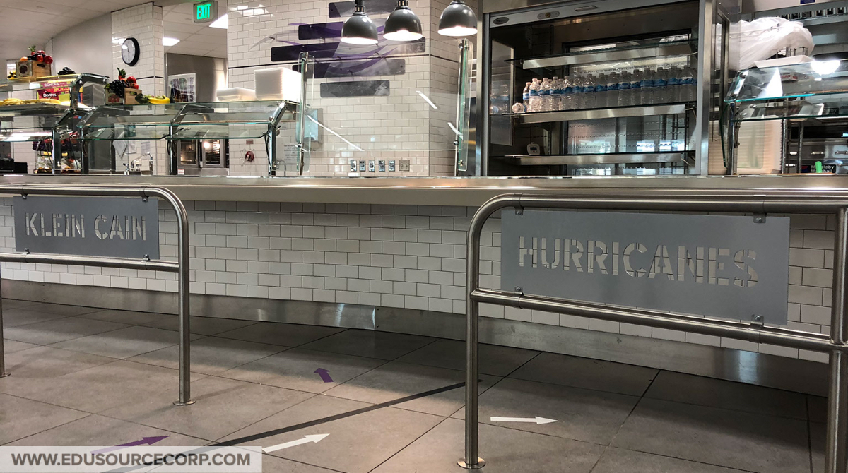 EduSourceCorp's tweet photo. Loving this artwork and queue line install at @KleinISD @KleinISDFood Need crowd/line control for your serving line? We can help! Learn more https://t.co/haFAAaZ0Ac #queuelines #cafeteria #childnutrition #artworkinstalls #ThrowbackThursday #moderndesign #gohurricanes https://t.co/ogNwR3O3Xs