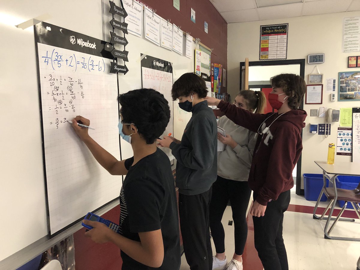 Mrs_Naugler's tweet image. Time to get up and move around the room to solve some #linearequations in #Math9 Thanks to @Wipebook for helping us #SocialDistance #BeCurious #Together @RundleJrSr