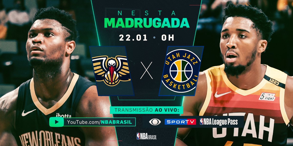 A madrugada promete com o duelo entre @PelicansNBA e @utahjazz ao vivo no YouTube (https://t.co/Fc77pewAz0)! Confira também na @BandTV e no @SporTV!
#NBAnaBand #NBAnoSporTV #WontBowDown #TakeNote https://t.co/HrwibX9hao