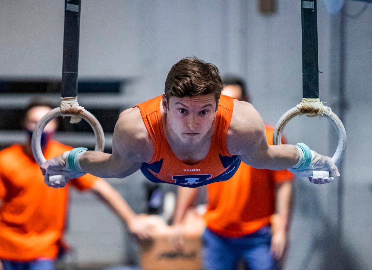 The Fighting Illini men's gymnastics team is making NCAA history. 🔸🔹

The team hosted the first ever virtual competition in NCAA history. Teams competed in their own gym as judges scored remotely through video. The Illini won and are ranked No. 3 going into B1G play. I-L-L!
