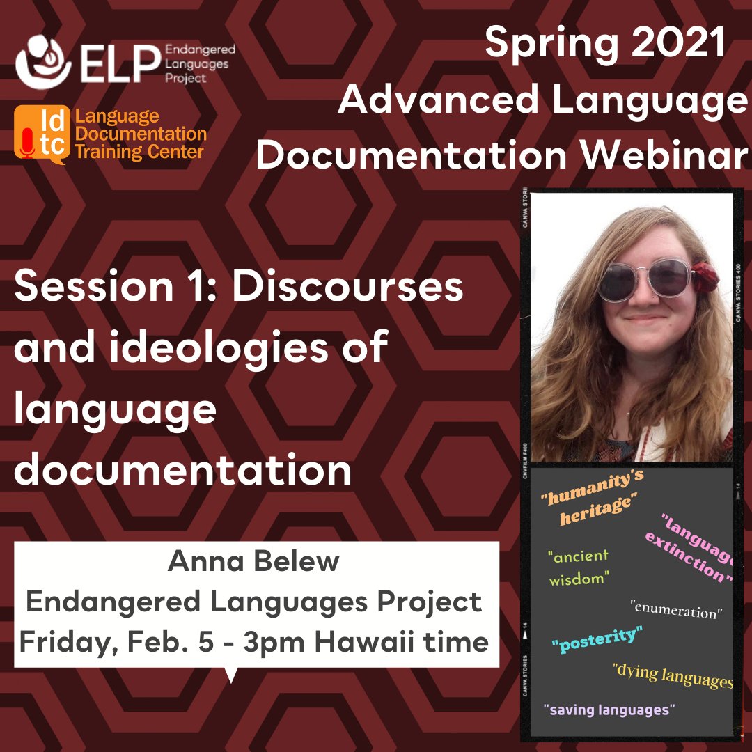 _ELProject's tweet image. Announcing our Advanced #LanguageDocumentation Webinar with @LDTC_Hawaii ! This will build on the skills from the Intro to Lang Doc webinar (if you didn&apos;t attend that, you can catch up on all the videos/materials anytime). Hope to see you there! facebook.com/groups/LDWebin…