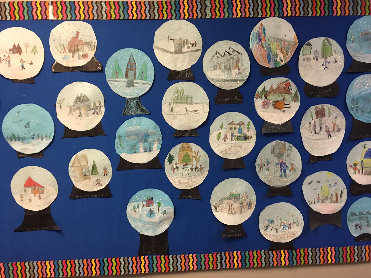 HeritageNL's tweet image. Lots of things on our walls these days. 1st grade snow globe art, 3rd grade family portraits, 8th grade self portraits, the 5th grade WW I scavenger hunt, and PreK Snowman art! It’s been a busy week. #HCSTransform