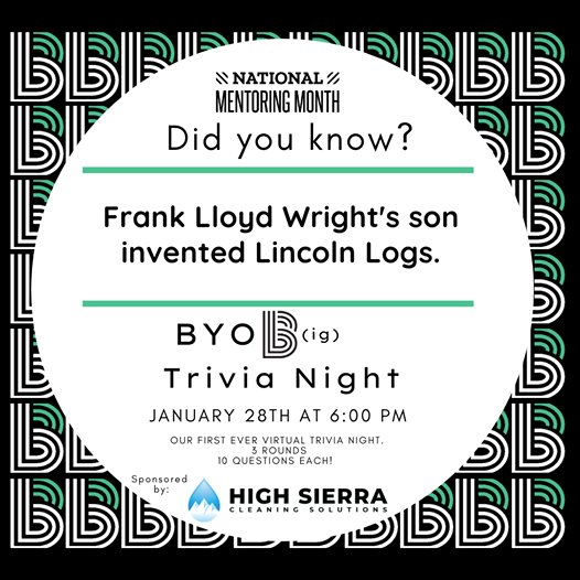 BBBSNN's tweet photo. We're just one week away from BYOB Trivia Night with sponsor and co-host High Sierra Cleaning Solutions. Register today at
https://t.co/UX7ZkJbsit https://t.co/V3SAuSbWkr